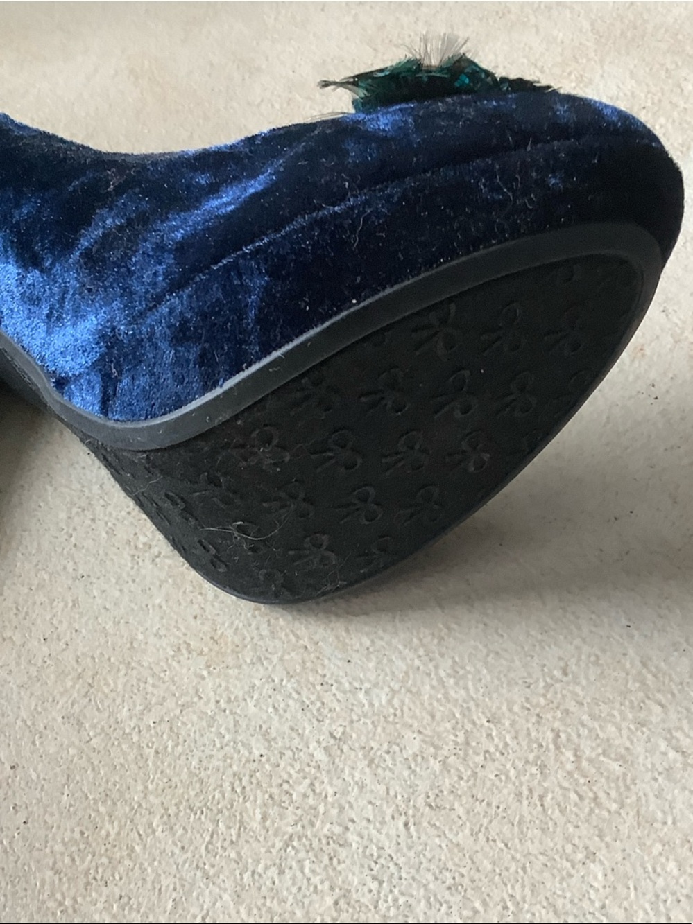 Rampage Navy Blue Velvet Jeweled Heels - Picture 7 of 12
